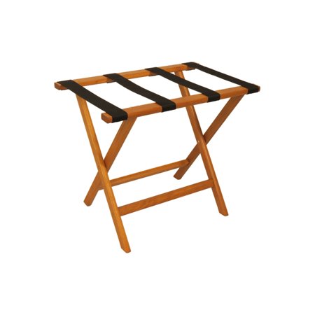 Wooden Mallet Deluxe Straight Leg Luggage Rack-Color:Black,Finish:Medium Oak