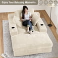 thumbnail image 6 of Rophefx 75.9" Oversized Chair Chaise Lounge Indoor, Cloud Sofa Bed with Cup holder,Sleeper Reading Chair Couch for Living Room, Bedroom,Beige, 6 of 9