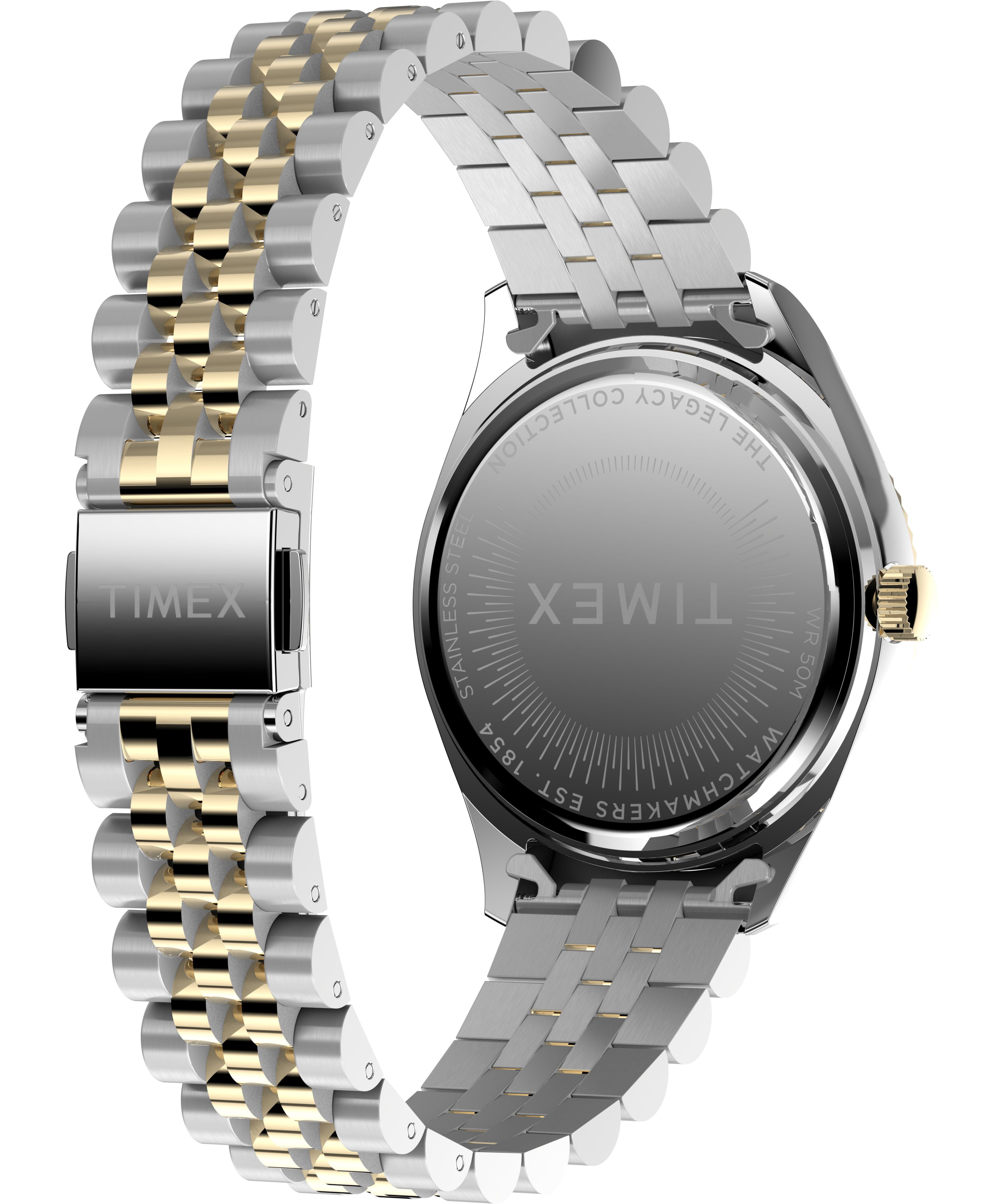 Timex Women's Legacy 36mm Watch - Two-Tone Bracelet Black Dial Gold-Tone Case