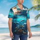 thumbnail image 3 of Balery Hawaiian Ship Dolphin Camisas hawaianas de manga corta para hombre, camisas playeras de corte holgado, camisas de vacaciones con botones,XX-Large, 3 of 7