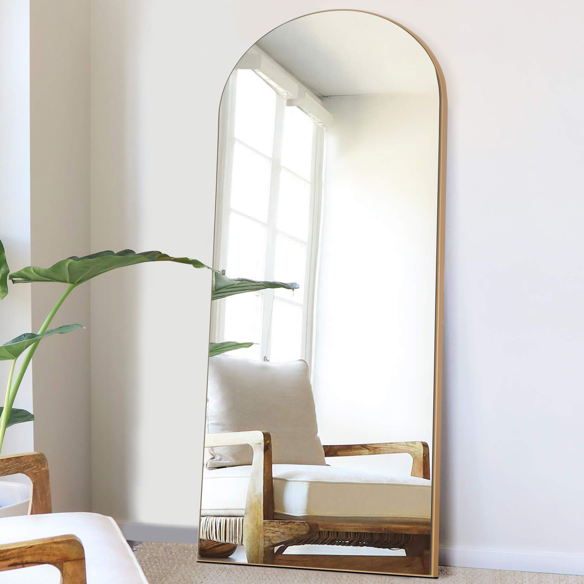 Neutypechic Full Length Mirror Arched Floor Mirror Hanging/Leaning