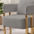 thumbnail image 6 of 26" Gold Metal Leg Modern Accent Chair, Comfy Reading Chair with Teddy Fabric, Modern Minimalist Sofa Chair with High Rebound Foam for Living Room, Grey, 6 of 9