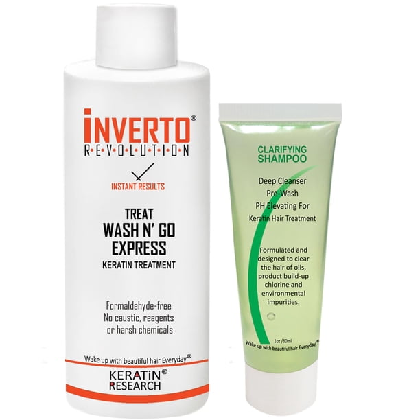 Tratamiento complejo de queratina brasileña para el cabello sin formaldehído con Inverto 120 ml con champú clarificante Alisar, reparar y suavizar el cabello de Keratin Research Keratina Brasilera