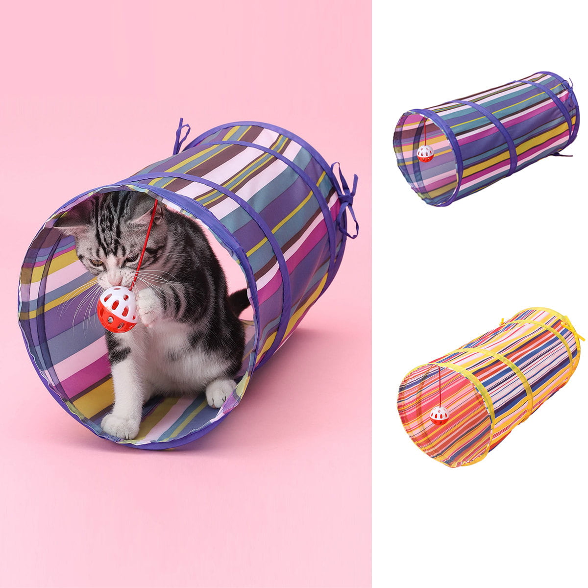 Kitten OODOSI Cat Tunnel Rabbit Interactive Cat Tunnel Tube with Ball for Kitty 3 Way Collapsible Cat Tunnels for Indoor Cats Puppy 