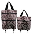 thumbnail image 2 of Portable Rolling Shopping Cart with Wheels Foldable Grocery Tote Floral Print Expandable Market Bag Daily Errands, 2 of 7