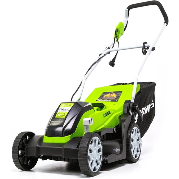 Greenworks 9 Amp 14-Inch Corded Electric Lawn Mower, MO09B01