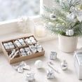 thumbnail image 6 of Christmas Tree Ornaments Set 24 Pcs Silver White Mini Hanging Baubles and Decor Pieces for Home Holiday Party Decor 24 Count Silver, 6 of 8