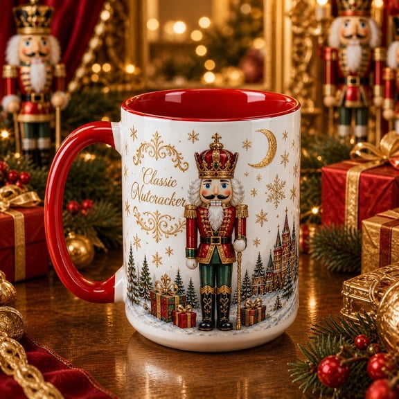 Christmas Coffee Mug Classic Nutcracker Hot Drink Cup for Holiday Coffee Bar and Seasonal Gifting