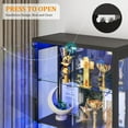 thumbnail image 5 of VKCC 66.9" Display Cabinet with LED, Glass Door Curio Showcase with Drawers, 4-Tier Storage for Collectibles, Black, 5 of 8