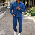 thumbnail image 3 of Uinagy Men's Autumn and Winter Fashion Jacket Button Coat Pants Two-Piece Suit, 3 of 9