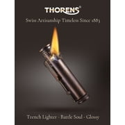 Windproof Classic Trench Brass Kerosene Lighter, Refillable, Grinding Wheel, Automatic Ejection,Seal,Unique,Retro Antique, for Soldier,Thorens Battle Soul