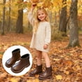 thumbnail image 2 of Girls Boots,Ankle Boots Soft Sole Leather Casual Booties for Toddlers Comfortable Footwear for School and Outdoor Activities,Toddler Boots,Z03 Brown,3.5-4 Years, 2 of 9
