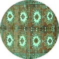 thumbnail image 1 of Ahgly Company Machine Washable Indoor Round Persian Turquoise Blue Traditional Area Rugs, 6' Round, 1 of 4