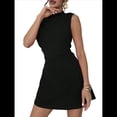 thumbnail image 2 of Vestido Mini para Mujer, Fruncido, Cuello Alto, Sin Mangas, Corte A, para Fiesta de Verano. Negro M, 2 of 10