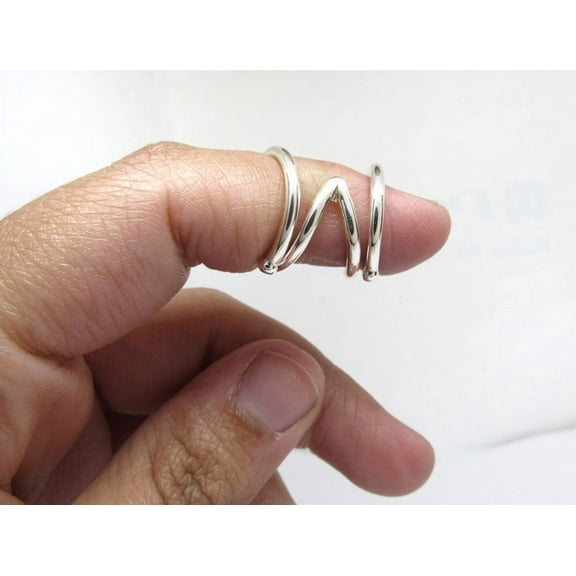 SS DESIGNS ChevronSupport Sterling Silver Adjustable Splint Ring | Handmade Finger Support for Mallet Finger, Boutonnière Deformity & Lateral Deviation | Arthritis Relief Ring