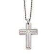 thumbnail image 1 of Collier Pendentif Croix Polie en Acier Inoxydable avec CZs 24 Po, 1 of 3