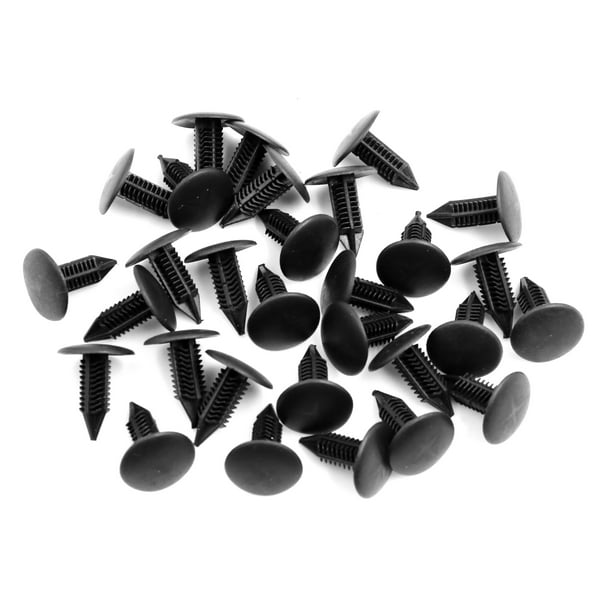 30pcs Black Plastic Push Rivets Car Trim Fasteners Bumper Trunk Clips