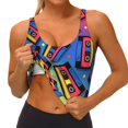 thumbnail image 3 of Daiia Vintage Audio Cassettes Printed Women's Sports Bra, Breathable Activewear Bra with U-Back Design and Removable Pads, Comfortable and Supportive for Yoga, Workout-Medium, 3 of 8