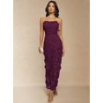 thumbnail image 4 of Maroon 3D Floral Lace Strapless Sheath Maxi Dress For Evening, 4 of 21