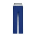 thumbnail image 4 of CheerKidz Women's Casual Loose Baggy Pocket Pants Fashion Ankle Length Trousers Cotton and Linen Cropped Pants Breathable Summer Work Pants(Blue#1,2XL), 4 of 6