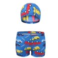 thumbnail image 1 of Conjunto de dos bañadores de tela de poliéster con dibujos de tiburones para niños, para jugar al baloncesto en la piscina y practicar deportes acuáticos, 1 of 4