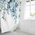 thumbnail image 2 of Eucalyptus Plant Shower Curtain, Botanical Fabric Shower Curtain Set with 12 Hooks, Water Resistant, Watercolor Leaves with Floral Decorative Cloth Shower Curtains for Bathroom, 72x72, Blue, 2 of 6