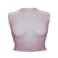 thumbnail image 1 of Haut Court en Maille Transparente avec Strass Brillant pour Femmes, Débardeur en Résille Transparent, 1 of 2