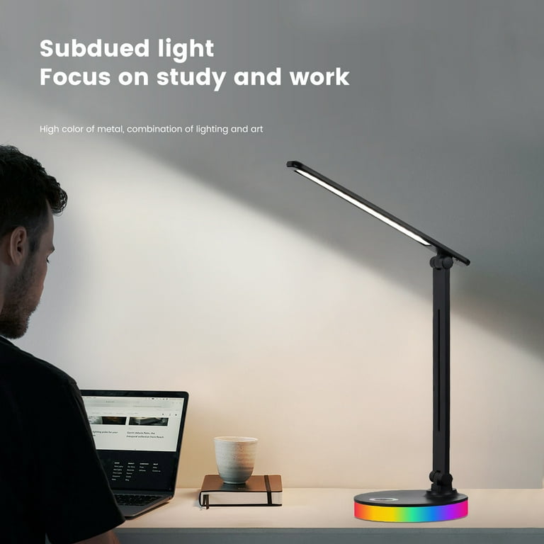 KUVRS LED RGB Desk Lamp, Touch Control, Eye-Caring, Foldable, USB