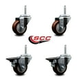 thumbnail image 2 of 3 Inch Maroon Poly Wheel Swivel 5/8 Inch Threaded Stem Caster Set 2 Brakes, 2 of 2