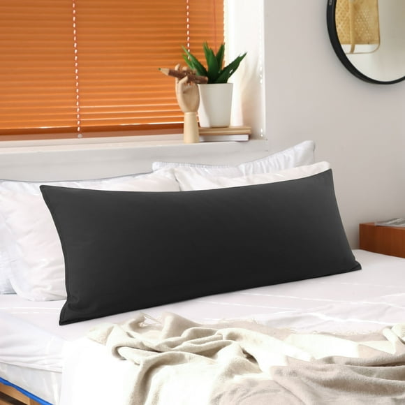 Funda de almohada de cuerpo PiccoCasa de microfibra cepillada, jumbo negra
