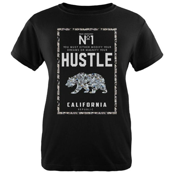 Diamond Bear Hustle California Womens T Shirt Black X-LG