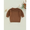 thumbnail image 2 of Kids Sweater, Solid Color Round Neck Long Sleeve Hollow Out Knitwear Winter Outfit for Girls Boys, 2 of 8