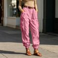 thumbnail image 4 of RUTAYY Women's Pants High Waist Wide Leg Solid Color Cargo Bottoms Loose Fit Casual with Pockets Comfortable Everyday Wear Chic Travel Trousers, 4 of 6