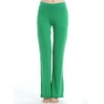 thumbnail image 2 of Grianlook Women Yoga Pants High Waist Leggings Solid Color Stretch Bottoms Straight Leg Ladies Tummy Control Elastic Waisted Full-length Plain Green L, 2 of 3