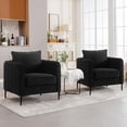 thumbnail image 2 of Lovableguy Velvet Accent Chair,Mid-Century Modern Armchair with Metal Legs and Pillow,Single Sofa Side Chair for Living Room Reading Room,Black, 2 of 8
