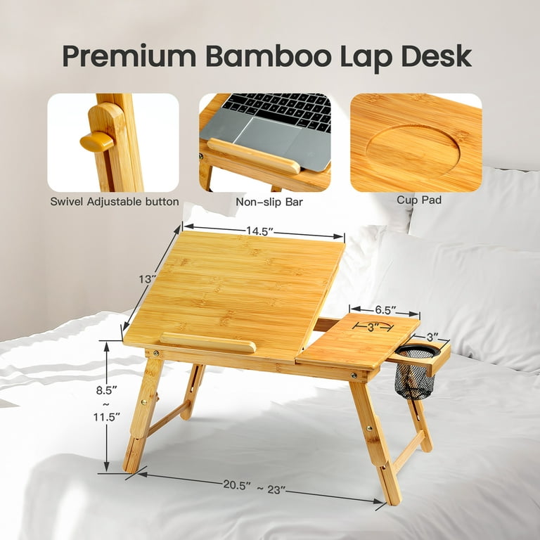 Bamboo Wood Laptop Stand Height Adjustable Laptop Desk Tablet