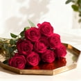 thumbnail image 2 of Artificial Velvet Silk Roses Bouquet with Stems for Wedding Decoration, Floral Arrangement Home Decor Centerpiece, 2 of 4