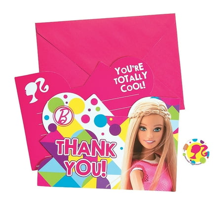 Oriental Party Card - Barbie Sparkle Thank You Cards for Birthday - Party Supplies - Licensed Tableware - Licensed Invitations - Birthday - 8 Pieces