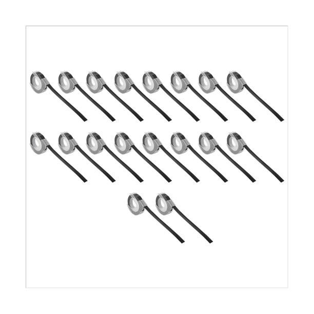 120 Rolls Embossing Label Tape 3D Plastic White on Black 9mm x 3Meter