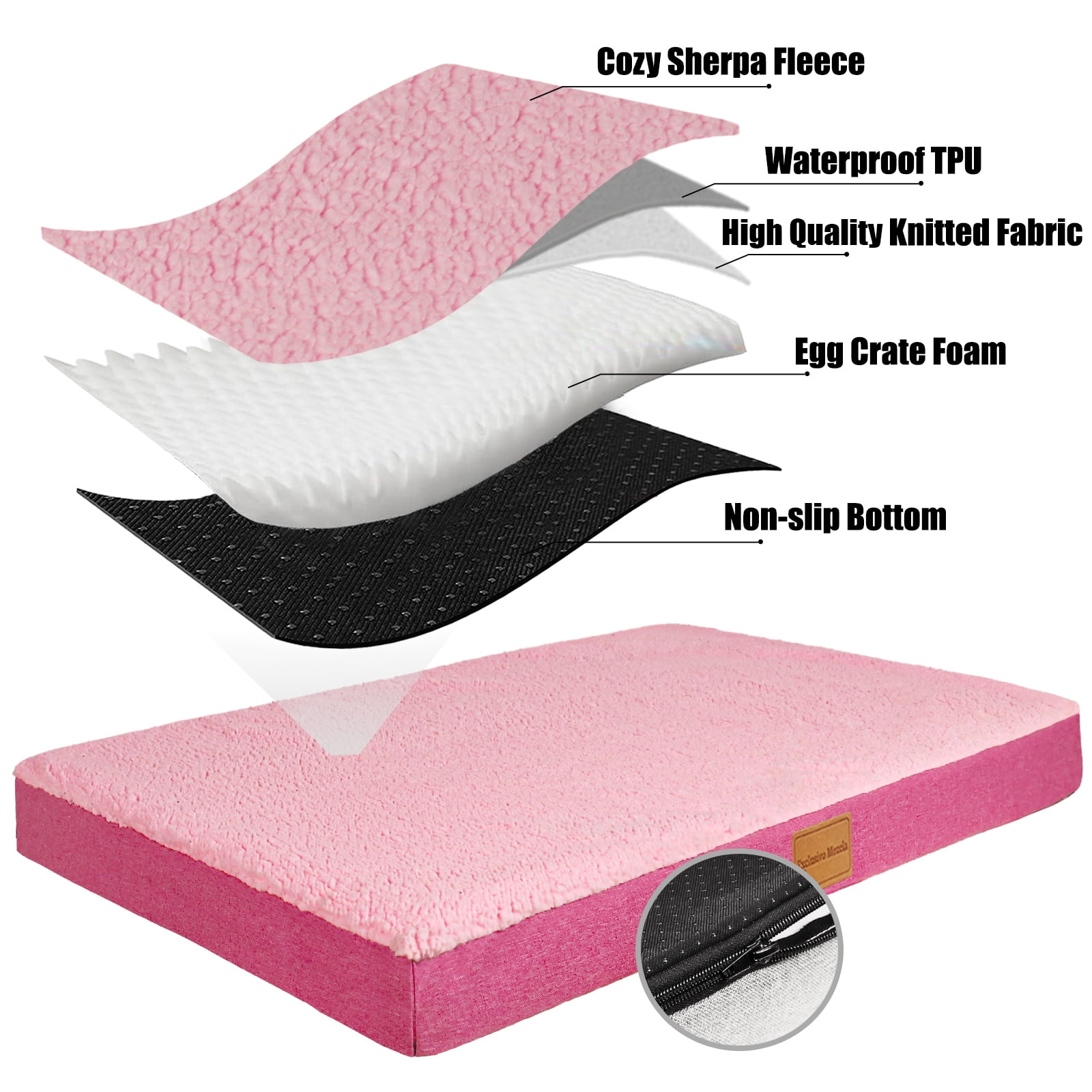 Exclusivo Mezcla Orthopedic Pet Bed for Extra Large Dogs, 56"X40" Pink Dog Beds, Removable Washable Cover