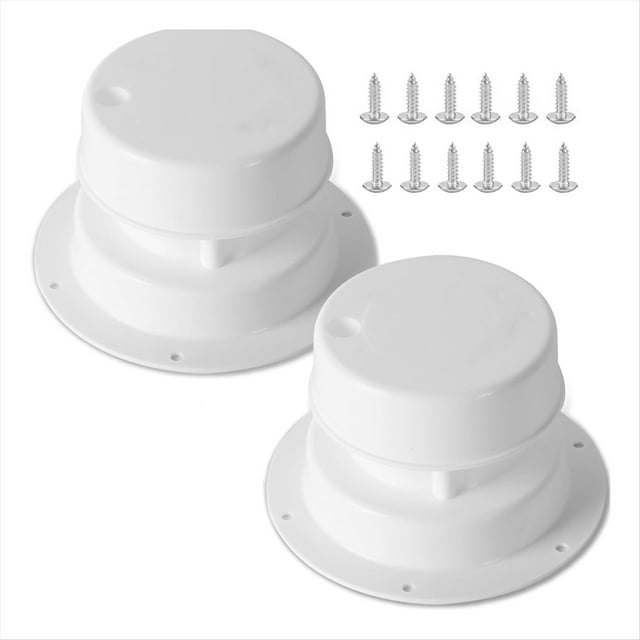 Lot de 2 Kits de Couverture de Ventilation de Toit de RV et Vis Capuchon de Ventilation pour Remorque RV Remplacement Capuchons de Ventilation de Plomberie RV Blanc, 2 * Couverture de Ventilation de Toit RV 12 * Vis, Blanc