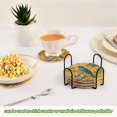 thumbnail image 5 of 6 Pcs Drink Coasters with Holder 3.94in Woven Coasters for Drinks Bluebird Surrounded by Flowers Coaster Set for Protection Table, 5 of 7
