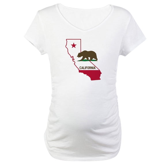 CafePress - CALI STATE W BEAR Maternity T Shirt - Cotton Maternity T-shirt, Cute & Funny Pregnancy Tee
