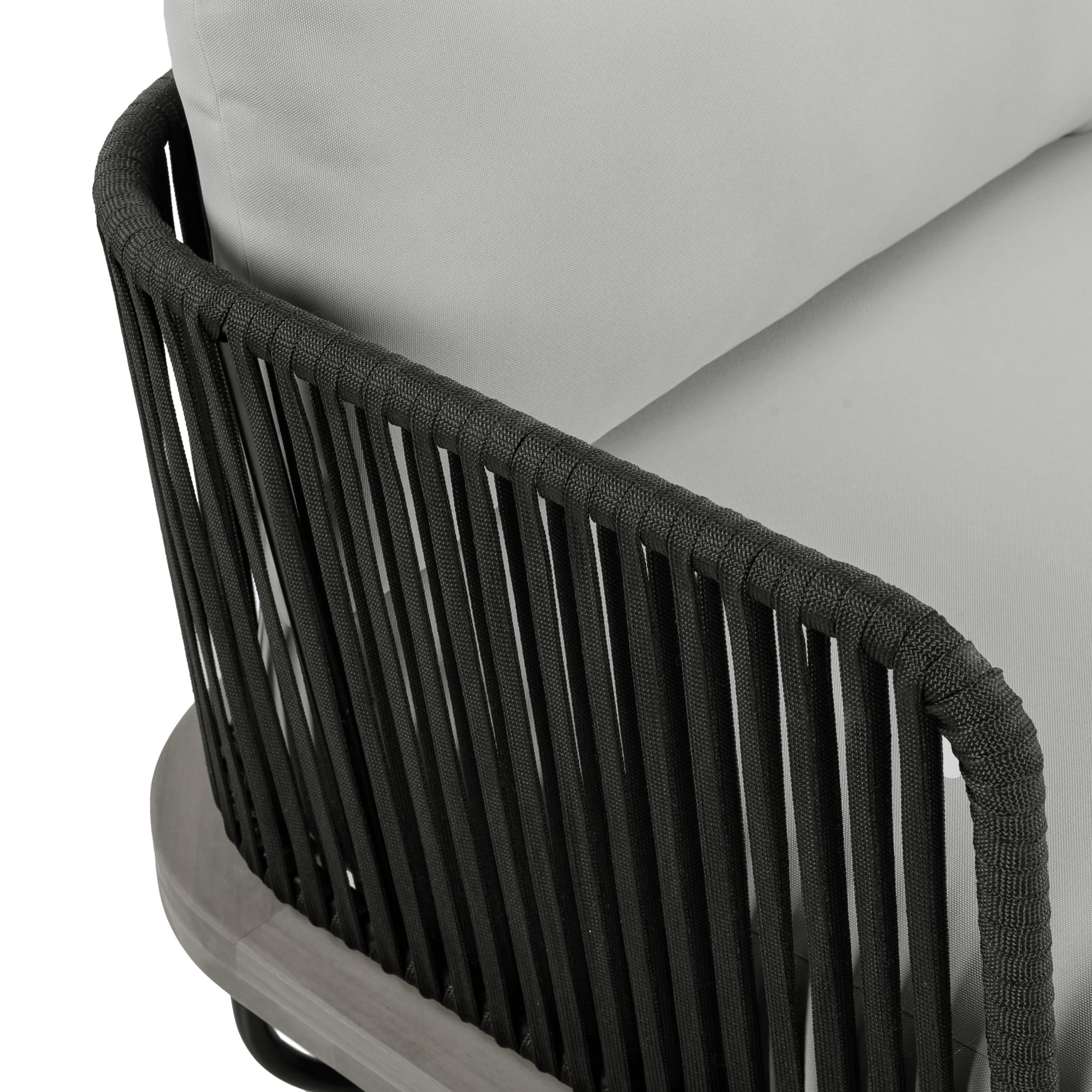 Christopher Knight Home 6-Piece Outdoor Chat Set with Coffee Table, Black Rope, Light Gray Cushion