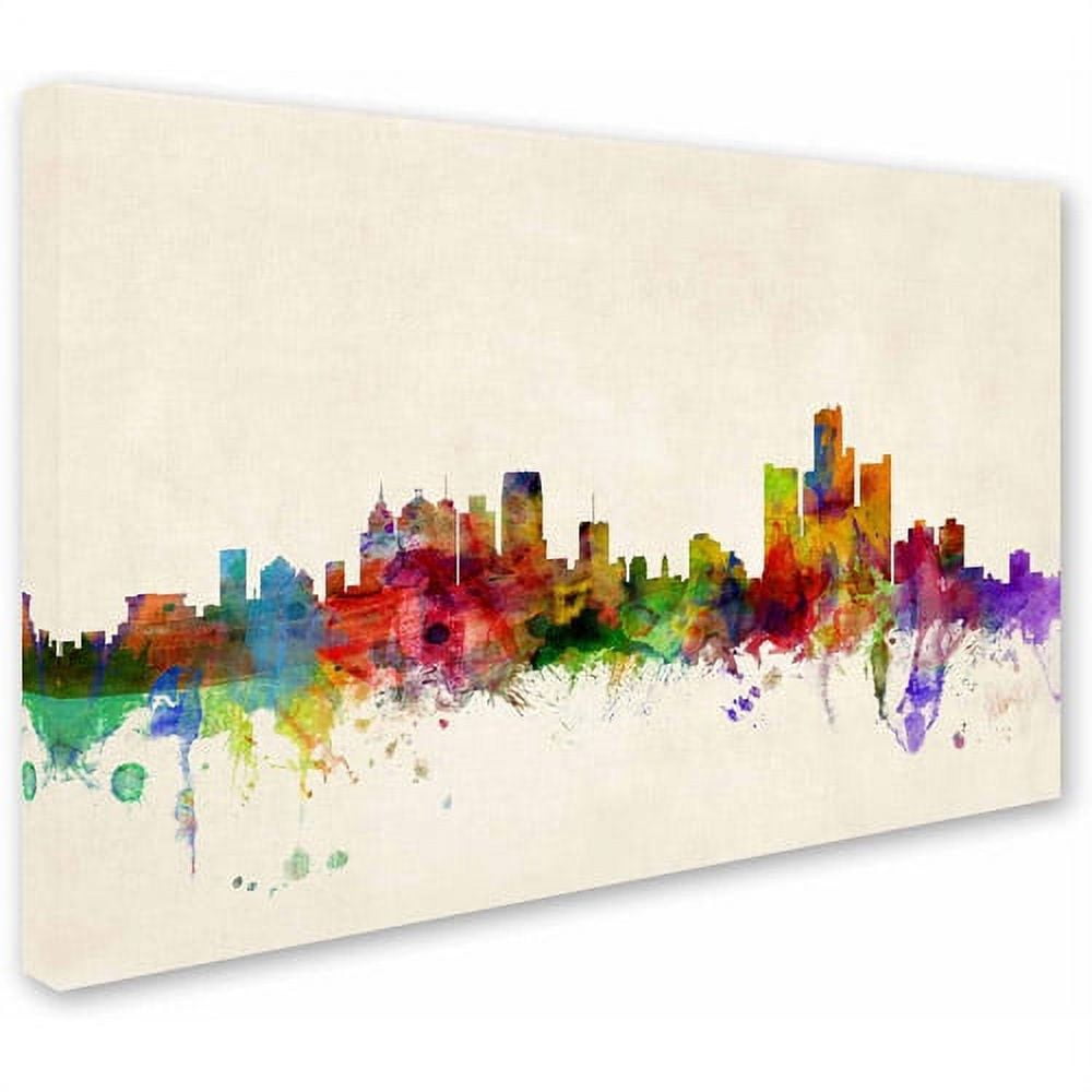 Trademark Fine Art "Detroit, Michigan" Canvas Art by Michael Tompsett