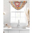 thumbnail image 4 of Waterfall Valances for Windows, Vintage Ethnic Kitchen Sheer Valance Curtains, Boho Tribes Modern Orange Middle Century Rod Pocket Elegant Swag Valances for Living Room Bedroom, 47.2"x38.5", 3 Panel, 4 of 8