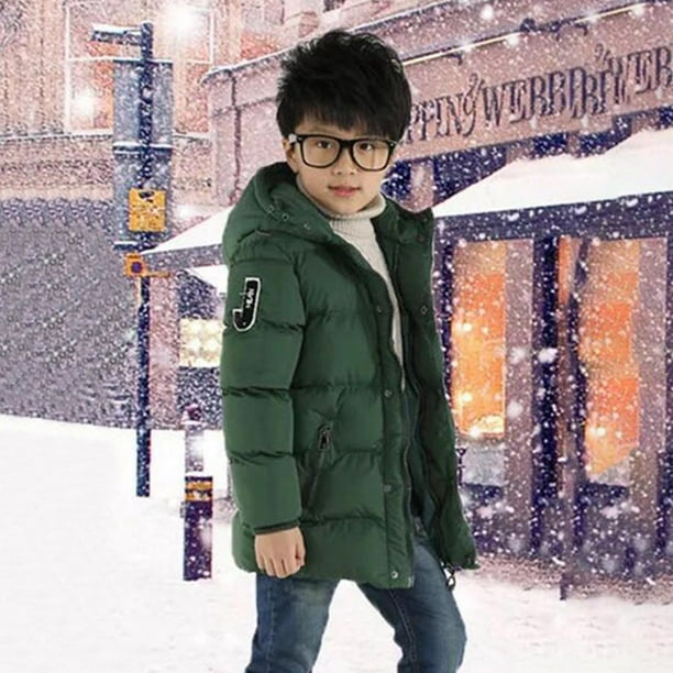 Abrigo grueso de invierno con capucha y manga larga para niños y niños (verde militar 5-6T) Ehuebsd Para estrenar