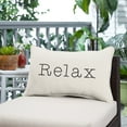 thumbnail image 3 of Sunbrella  Canvas EMbroidered "Relax" Indoor/Outdoor 13x20 Corded Lumbar Pillow (Single) Canvas Natural with Black Words, 3 of 5