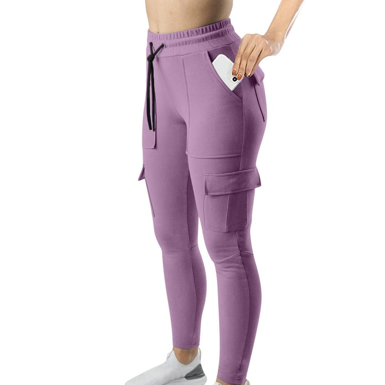 High Waisted Leggings for Women Tummy Control Workout Running Yoga Pants  with Pockets Clearance Sale Women's Pants Work Sports Elastic Waist String  Side Pocket Small Leg Trousers 