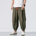 thumbnail image 5 of Men Harem Pants Ankle-banded Solid Color Elastic Waist Loose Deep Crotch Daily Wear Soft Casual Plus Size Men Pants Men Clothes, 5 of 5